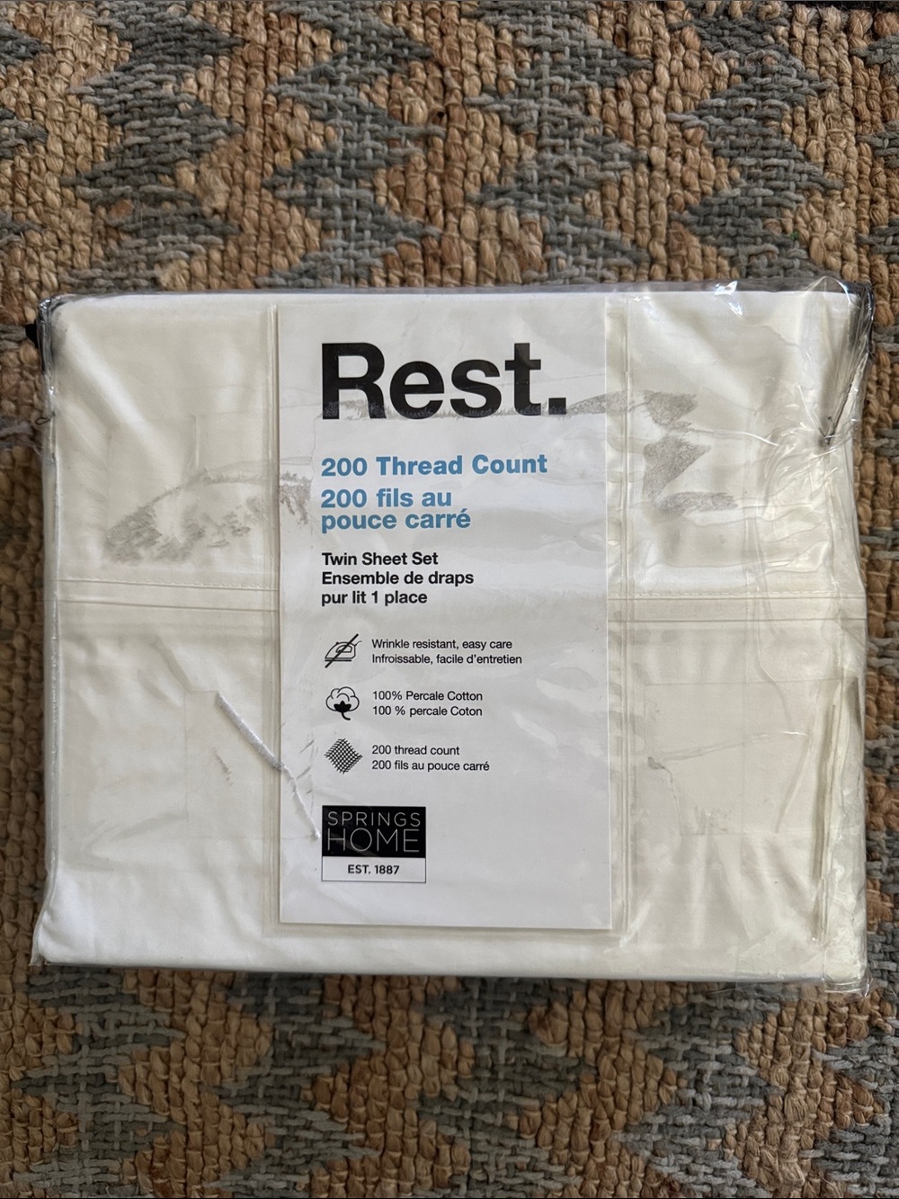 Springs Home Rest. 200-Thread Count White Twin Sheet Set